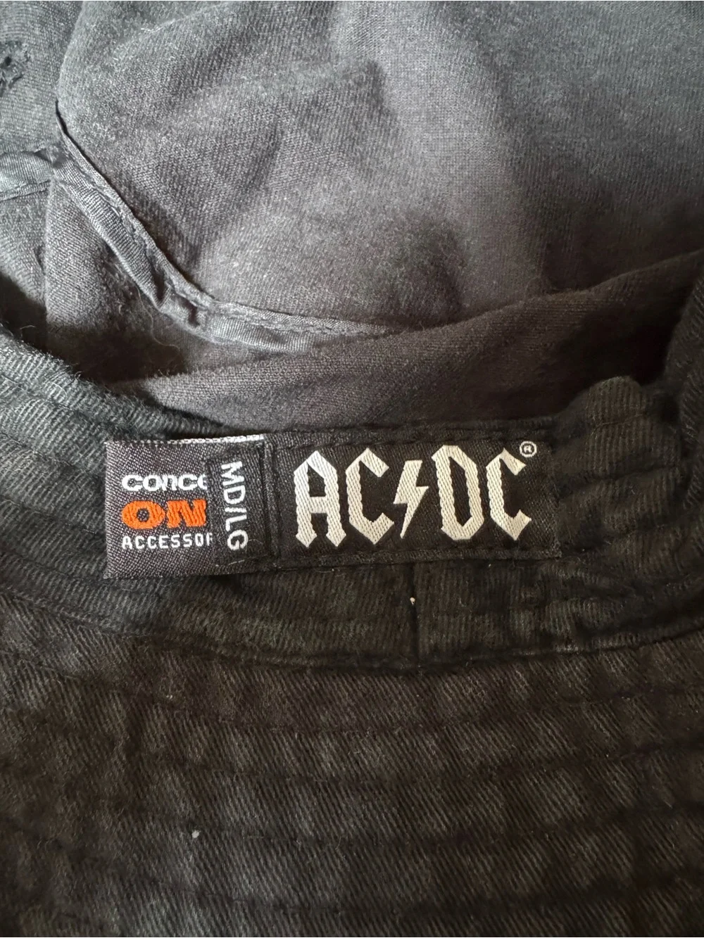 AC/DC Black Bucket Hat with Light Blue Embroidered Logo - Picture 4 of 4
